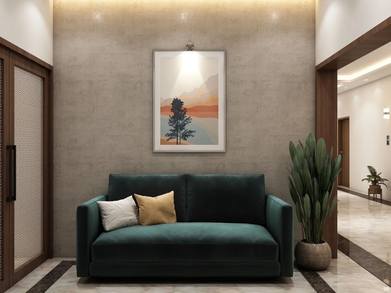 Hotel corridor near Kinnigoli and Mangaluru